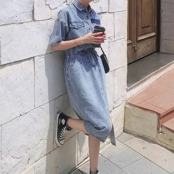 楽天市場 ワンピース レディース 半袖 サマードレス フレンチデニム 10代 代 30代 40代 ファッション Threefashion