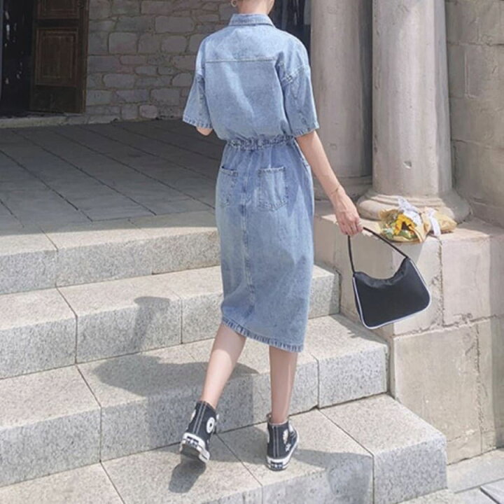 楽天市場 ワンピース レディース 半袖 サマードレス フレンチデニム 10代 代 30代 40代 ファッション Threefashion