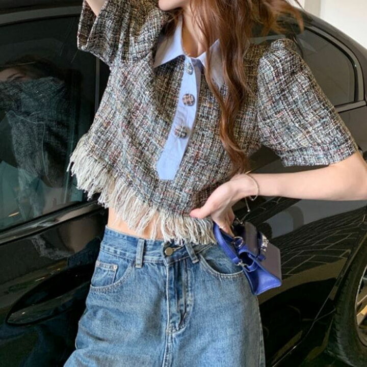 楽天市場 中学生 高校生 ファッション ツイードブラウス シャツ 裾フリンジ カジュアル 通勤 通学 夏 半袖 トップス 10代 代 韓国 おしゃれ レディース 144 Threefashion 楽天市場 中学生 高校生 ファッション ツイードブラウス シャツ 裾フリンジ カジュアル 通勤 通学 夏 半袖 トップス 10代 代 韓国 おしゃれ レディース 144 Threefashion