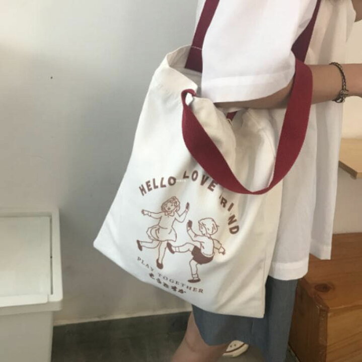 楽天市場 キャンパス トートバッグ 手提げ 袋 高校生 中学生 女子高生 大学生 学生 かばん 通学 エコバッグ 6416 Threefashion
