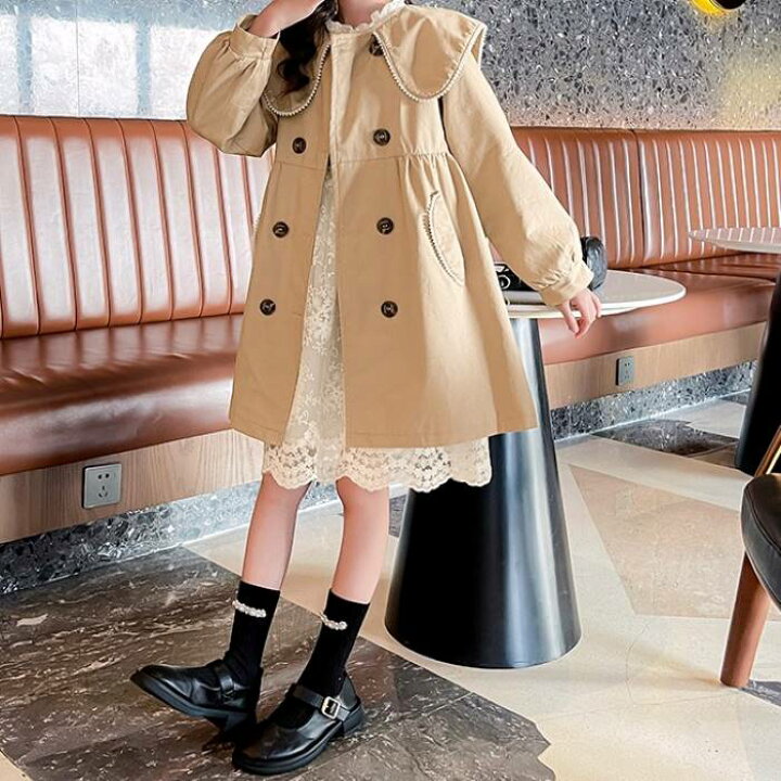 楽天市場 キッズ 小学生 スプリングコート 春秋アウター 春秋コート トレンチコート チェスターコート 女の子 子ども 子供服 春 秋 Threefashion
