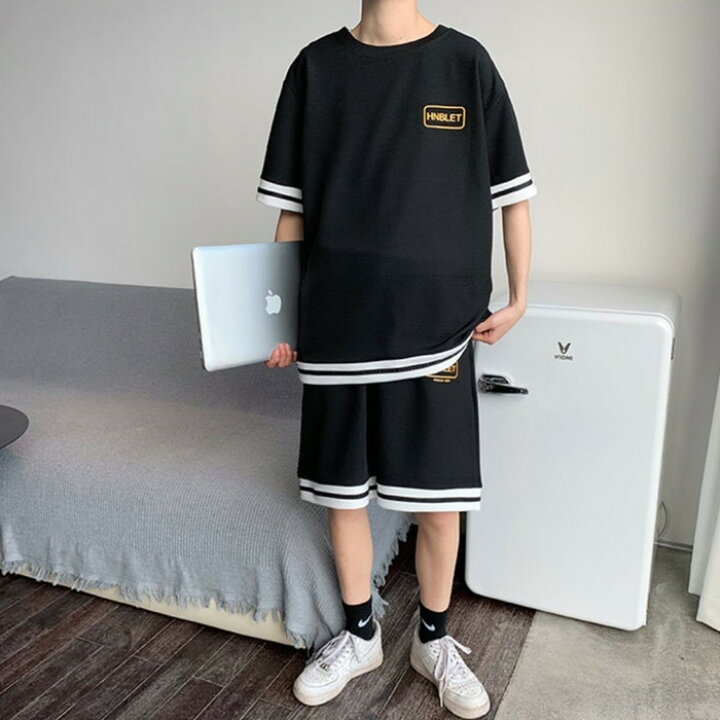 楽天市場 メンズ セットアップ ツーピース ストリート 韓国 半袖 夏 高校生 中学生 10代 代 ファッション Threefashion