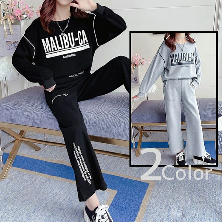 楽天市場 子供服 ロゴ スウェット セットアップ キッズ 女の子 おしゃれ 長袖 秋冬 トレーナー ロングパンツ 上下セット 2点セット 韓国子供服 ジュニア カジュアル ダンス Threefashion