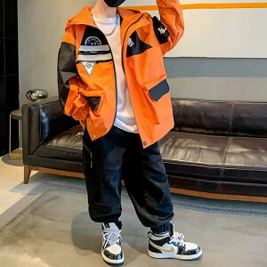 小学生 男の子 ウインドブレーカー 春秋 アウター 前ポケット マウンテンパーカー ジャンパー 通学 ダンス ストリート ヒップホップ 韓国 子ども 子供服 キッズ ジュニア ファッション 16155