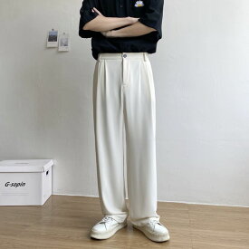 タック パンツ メンズ スラックス 春夏 ボトムス 韓国 通勤 ビジネス カジュアル 10代 20代 ファッション オシャレ 16905