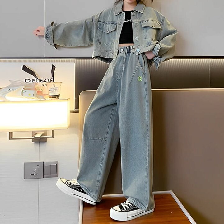 楽天市場】小学生 セットアップ キッズ 女の子 デニム ジャケット 