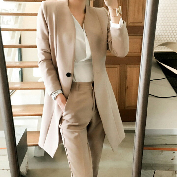 楽天市場 入学式 ママスーツ 卒業式 スーツ 母 セットアップ 卒業式 服 母 セットアップ パンツスーツ レディース 2点セット 秋冬 長袖 フォーマル スーツ セレモニースーツ 七五三 女性 結婚式 通勤 オフィス 40代 スリーグット楽天市場店