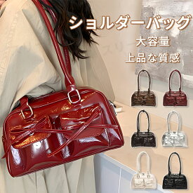 ＼5倍ポイント／リボン ショルダーバッグ レディース 小さめ 横長 ミニボストン トートバッグ バレエコア 可愛い おしゃれ PUレザー 軽量 肩掛け バッグ ブラック シルバー レッド 通勤 通学