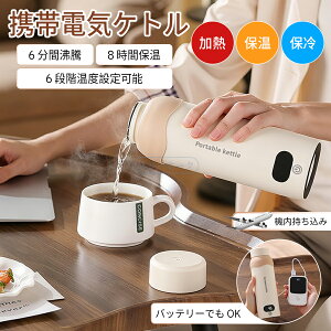 電気ケトル 持ち運び 500ML ポータブルケトル 電気カップ 電気ポット 保温機能付き 軽量 304ステンレス製 ミニ電気ボトル 魔法瓶ポット ポータブル電気ケトル オフィス 旅行 ワンプッシュ 持