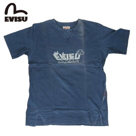 訳あり EVISU エヴィス EVISUJEANS USED T SHIRTS Tシャツ 半袖 プリント フロントプリント ブルー ホワイト 限定 古着 ユーズド