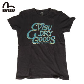 訳あり EVISU エヴィス EVISUJEANS USED T SHIRTS Tシャツ 半袖 プリント フロントプリント バックプリント ネイビー レディース 限定 古着 ユーズド