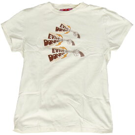 訳あり EVISU エヴィス EVISUSDONNA USED T SHIRTS Tシャツ 半袖 プリント フロントプリント ホワイト レディース 限定 古着 ユーズド