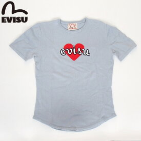 EVISU JEANS USED 半袖 ニットTシャツ サマーニット エヴィス ジーンズ トップス ホワイト ユーズド カモメマーク フロント カモメ えびす 戎 日本ブランド チェーン刺繍 刺繍