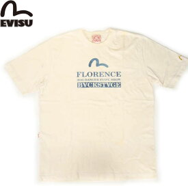 EVISU JEANS USED FLORENCE ロゴTシャツ ホワイト Tシャツ 半袖Tシャツ エヴィスTシャツ メンズTシャツ【エヴィス ジーンズ デッドストック 半袖 Tシャツ エビスジーンズ アメカジ プリントTシャツ DEAD STOCK】