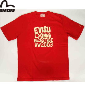 EVISU JEANS USED EVISU DONNA BACKSTAGE AW2003ロゴTシャツ レッド Tシャツ 半袖Tシャツ エヴィスTシャツ【エヴィス ジーンズ デッドストック 半袖 Tシャツ エビスジーンズ アメカジ プリントTシャツ DEAD STOCK】