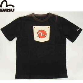 EVISU JEANS USED ポケット カモメマークTシャツ ブラック Tシャツ 半袖Tシャツ エヴィスTシャツ メンズTシャツ【エヴィス ジーンズ デッドストック 半袖 Tシャツ エビスジーンズ アメカジ プリントTシャツ DEAD STOCK】