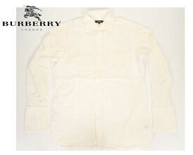 BURBERRY LONDON USED CHAMBRAY DENIM SHIRT バーバリー ロンドン ユーズド 長袖 トラッドシャツ ドレスシャツ オフホワイト 高級シャツ【バーバリー お洒落シャツ 長袖シャツ プレミアムモデル ナガソデ 上着 イギリスブランド】