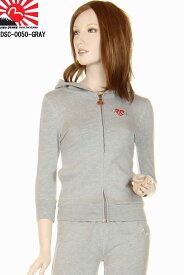 EVISU DONNA DSC-0050 ZIP UP PARKA エヴィスドンナ ジップアップパーカー グレー ジップパーカー 五分袖パーカー フーディー【エヴィスジーンズ パーカー 五分袖 レディース ジップパーカー グレイ スウェット カモメマーク かわいい かっこいい 新品】