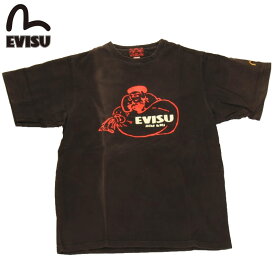 訳あり EVISU エヴィス カモメ EVISUJEANS USED Tシャツ 半袖 プリント 刺繍 ブラック 限定 古着 ユーズド