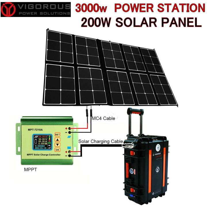 楽天市場】VIGOROUS ビゴロス 3000w POWER STATION & 200W Solar panel 