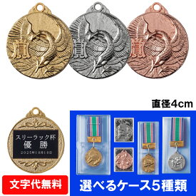 ★楽天1位★ メダル　MIメダル 直径4cm　選べるケース【文字代無料】 ゴールドシャチプラケース　バッジケース　キーホルダー　PPケース　金　銀　銅　卒団　卒業　記念品　金メダル