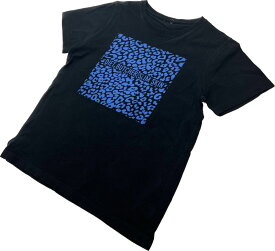 【中古】 DIET BUTCHER SLIM SKIN ☆ レオパード プリント◎ ブルー 半袖 Tシャツ ブラック M相当 男女OK ダイエットブッチャースリムスキン■S2067