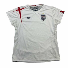 【中古】 アンブロ サッカーシャツ ゲームシャツ 半袖 レディース L ホワイト メッシュ ポリエステル100％ イングランド代表 フットサル Y2K