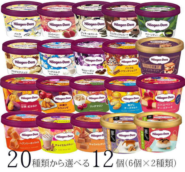 楽天市場 ハーゲンダッツ アイスクリーム ミニカップ 種類から2種類選べる福袋12個 6個 2種類 セット のみモン
