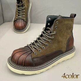 メンズワークブーツ レースアップブーツ ブーツ 耐久性抜群 カジュアル革靴 ビンンテージ風ブーツ オールシーズン対応 身長アップシューズ 業務用ブーツ おしゃれ作業靴 ゴツめブーツ ブラック革靴 ブラウンレザーブーツ