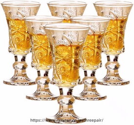 ラウンドグラス クリスタルカップ 鉛フリー バー用品 ヘビーベース ショットグラス シェリーグラス 6個セット 耐久性 おしゃれ コーディアルグラス ゴブレット ガラス食器 人気デザイン プレミアム バーウェア