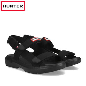 ���[ 26SS �V�� �n���^�[ ���K�i HUNTER ���f�B�[�X �C�[�W�[ �E�F�r���O �X�g���b�v �T���_�� - �u���b�N �� UFF7136CAA-BLK