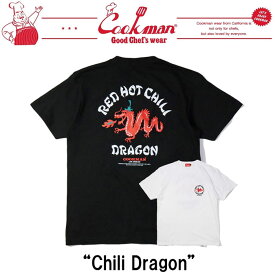 即納 クックマン COOKMAN Tシャツ ホワイト ブラック Chili Dragon 231-41029 ノベルティ付き