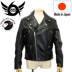 正規取扱店 666 LEATHER WEAR LJM-1 U.K. サイドベルト シープスキン ライダースジャケット 日本製 BLACK