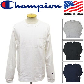 正規取扱店 Champion (チャンピオン) C5-P401 LONG SLEEVE T-SHIRT ポケット付き ロングスリーブTシャツ アメリカ製 全4色 CN044