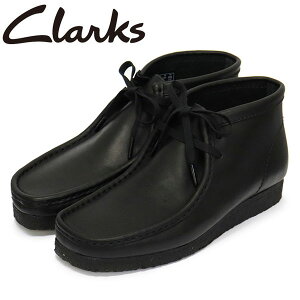 K戵X Clarks (N[NX) 26155512 Wallabee Boot r[u[c Y U[u[c Black Leather CL066