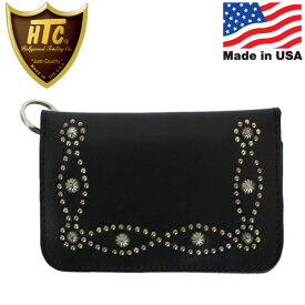 正規取扱店 HTC(Hollywood Trading Company) T-2 Wallet #D Umbrella ミディアムウォレット ブラックレザーxシルバースタッズ