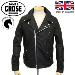 ���K�戵�X JAMES GROSE (�W�F�[���X�O���[�X) G39-12 MEN'S GEORGIAN HORSE JKT (�����Y �W���[�W�A�� �z�[�X�n�C�h ���U�[�W���P�b�g) BLACK JG022