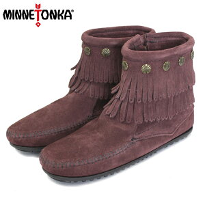 sale Z[ K戵X MINNETONKA(~lgJ) Double Fringe Side Zip Boot(_utWTChWbvu[c) #698R RAISIN fB[X MT409