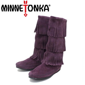 正規取扱店 MINNETONKA(ミネトンカ)Calf Hi 3-Layer Fringe Boot(カーフハイ3レイヤーフリンジブーツ)#1632F PLUM レディース MT269