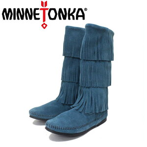 K戵X MINNETONKA(~lgJ)Calf Hi 3-Layer Fringe Boot(3C[tWu[c)#1637F PEACOCK BLUE fB[X MT236