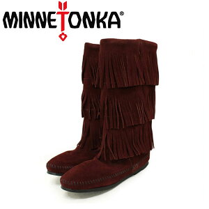 K戵X MINNETONKA(~lgJ)Calf Hi 3-Layer Fringe Boot(J[tnC3C[tWu[c)#1638F WINE fB[X MT086