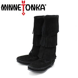 sale セール 正規取扱店 MINNETONKA(ミネトンカ)Calf Hi 3-Layer Fringe Boot(カーフハイ3レイヤーフリンジブーツ)#1639 BLACK レディース MT055