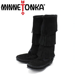 sale Z[ K戵X MINNETONKA(~lgJ)Calf Hi 3-Layer Fringe Boot(J[tnC3C[tWu[c)#1639 BLACK fB[X MT055