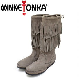 【楽天スーパーSALE】正規取扱店 MINNETONKA(ミネトンカ)Calf Hi 2-Layer Fringe(カーフハイ2レイヤーフリンジ)#1681T GRAY SUEDE レディース MT175