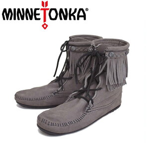 sale Z[ K戵X MINNETONKA(~lgJ)Double FringeTramper Boot(_utW gp[u[c)#621T GREY fB[X MT021