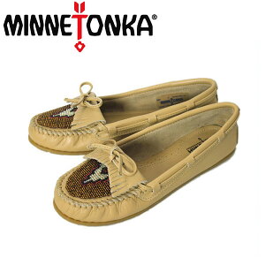 K戵X MINNETONKA(~lgJ) New Beaded Kilty Moccasin(j[r[fBbhLeBJV)#637 SAND SMOOTH fB[X MT036