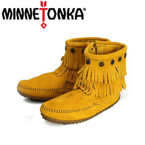 K戵X MINNETONKA(~lgJ)Double Fringe Side Zip Boot(_utW TChWbvu[c)#694F MUSTARD fB[X MT094
