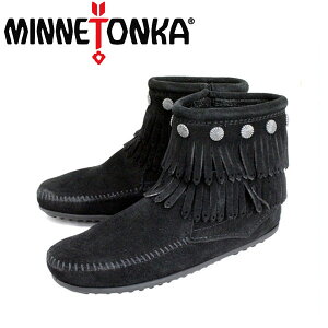 sale Z[ K戵X MINNETONKA(~lgJ)Double Fringe Side Zip Boot(_utW TChWbvu[c)#699 BLACK fB[X MT017
