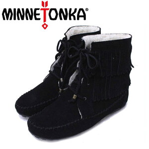 K戵X MINNETONKA(~lgJ)Lined Lace Up Bootie(Ch[XAbvu[eB)#8530 BLACK fB[X MT090