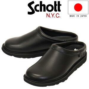 ���K�戵�X Schott (�V���b�g) S23004 Leather Clog �N���b�O �T���_�� ���U�[�V���[�Y ALL BLACK ���{�� SCT027